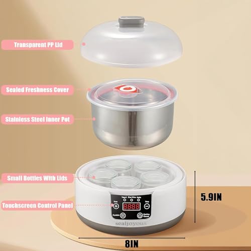 Sealjoyous Yogurt Maker Multi-functional Constant Temperature Machine 32-45 Degrees Adjustable Capacity 1.2 Liters Auto