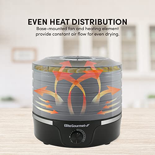Elite Gourmet EFD319DKG Food Dehydrator for Jerky and Fruit Drying, Adjustable Temperature Controls, Black and Grey
Elit