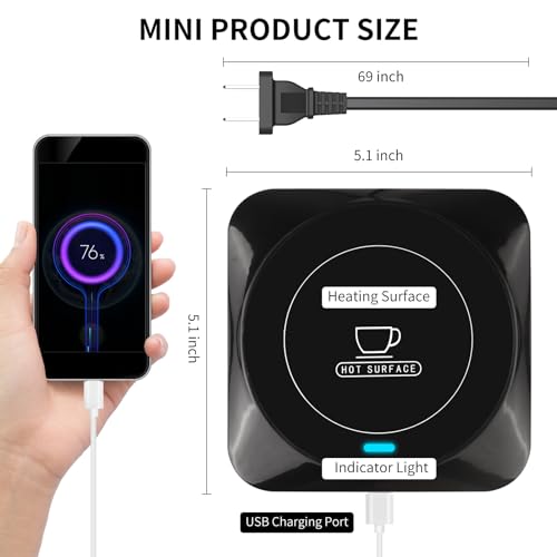 Smart USB Coffee Mug Warmer for Home and Office Desk Lovers
| Pressure-Sensor Auto-On/Off USB Coffee Mug Warmer for Bus