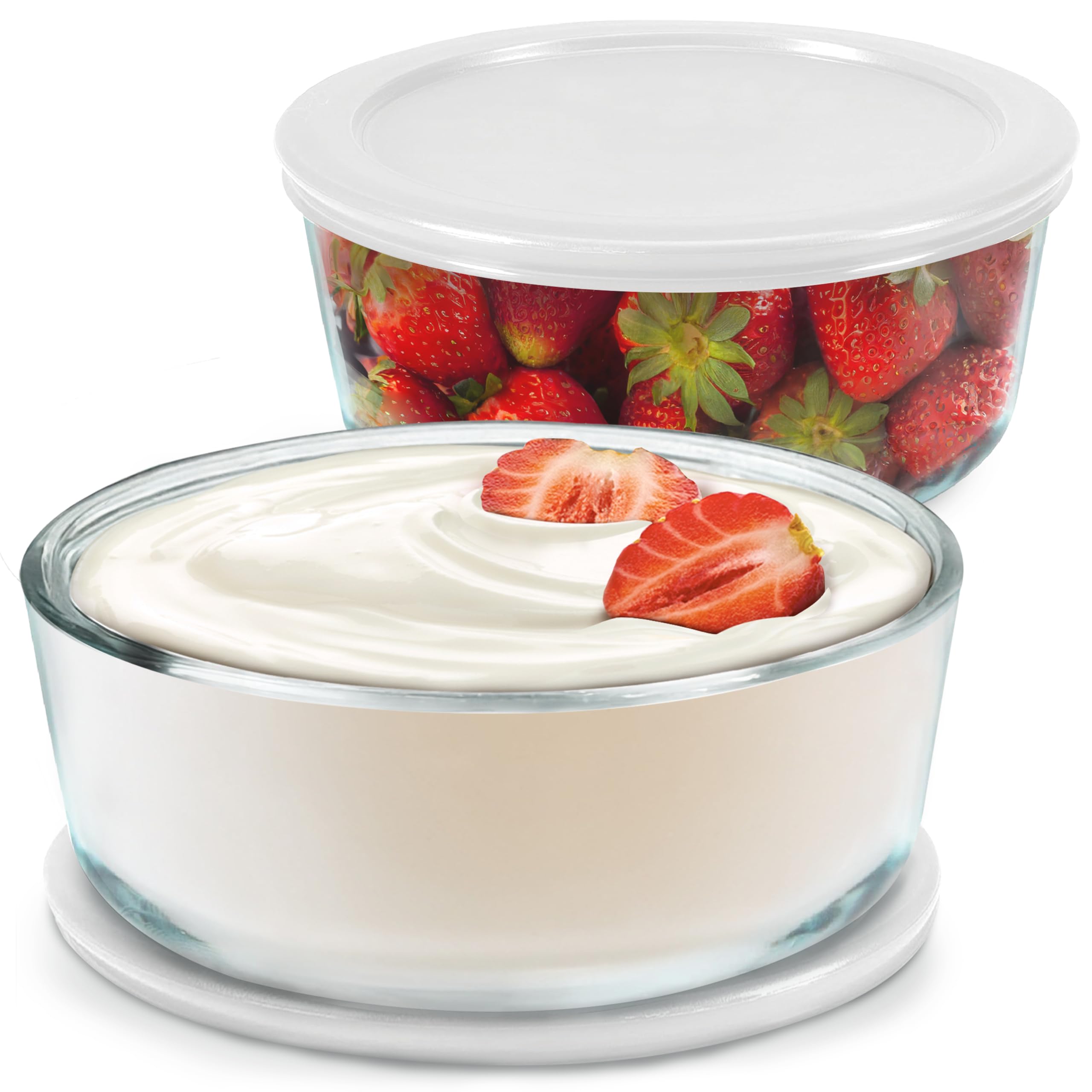 Ultimate BPA Free Yogurt Containers - 2 Pack 1-Quart Glass - Perfect for Kitchen Storage & Meal Prep