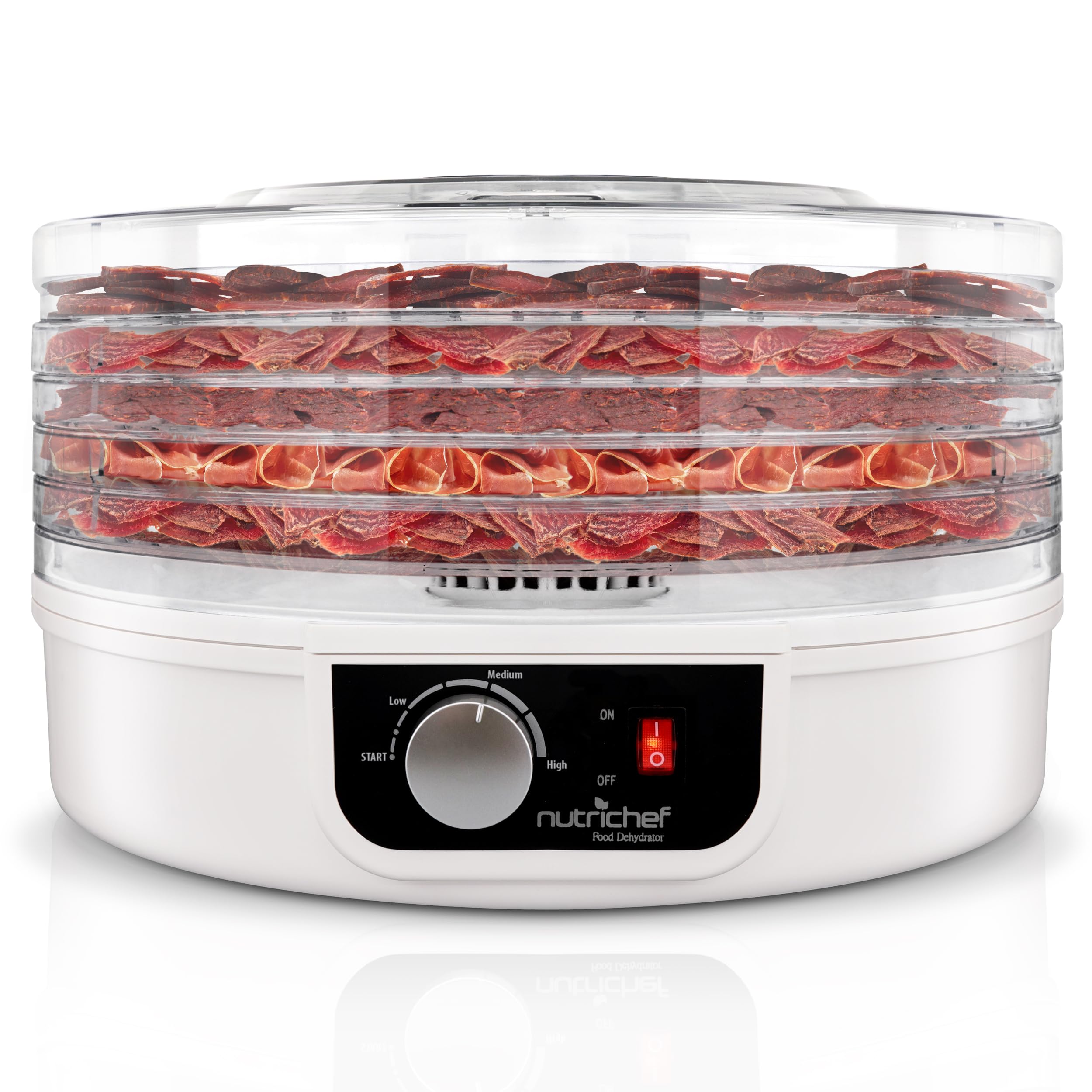 NutriChef Food Dehydrator - Dehydrate Beef Jerky at Home | Utilizes High-Heat Circulation for Even Dehydration | Include